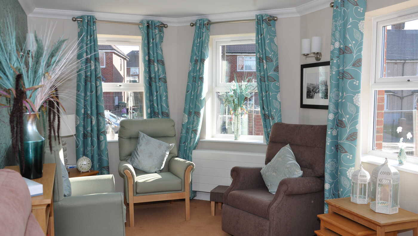 Cozy living room area in assisted living facility