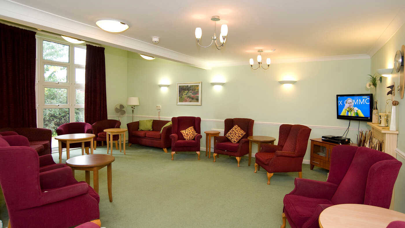 Interior view of a common area with seating