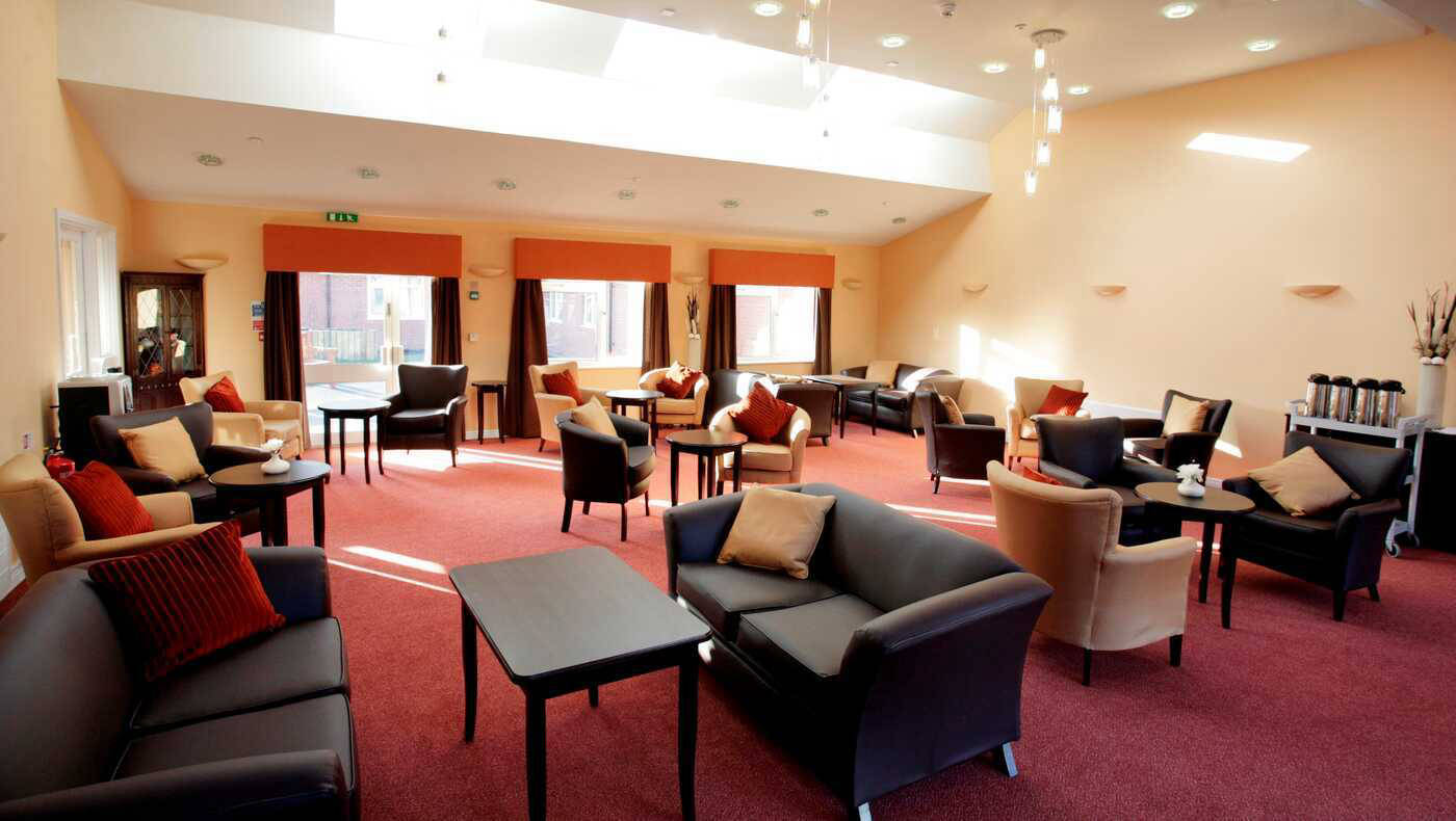 Bright interior of a lounge area with seating
