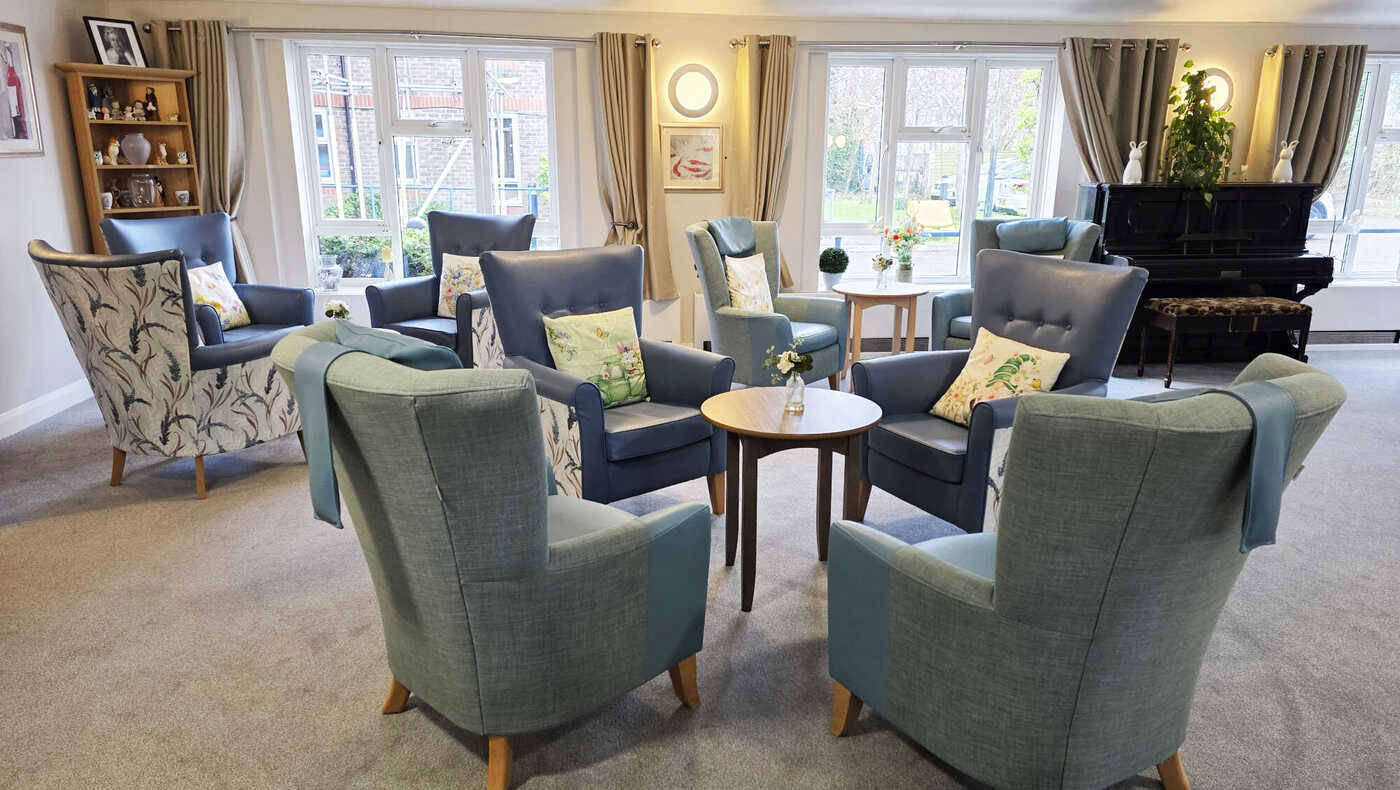 Bright common area with comfortable seating