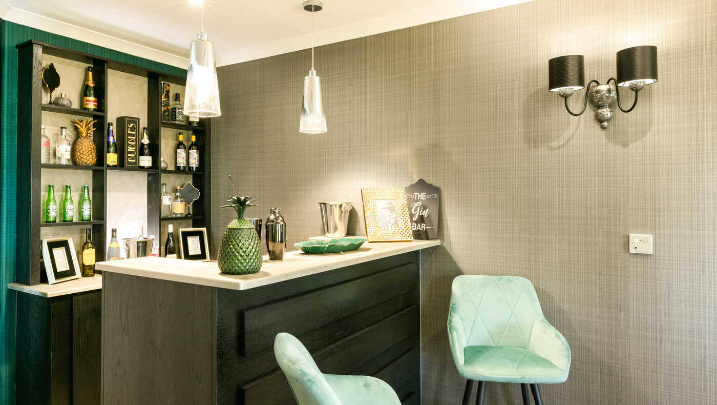 Stylish interior bar area with seating