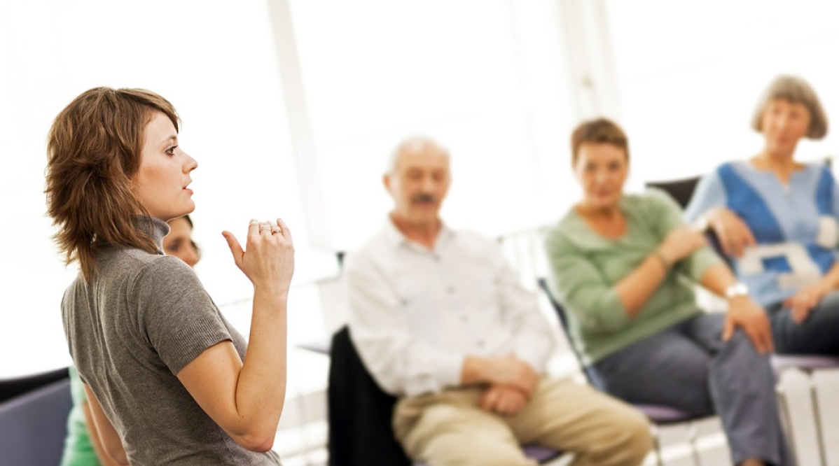 Group of people in a discussion session