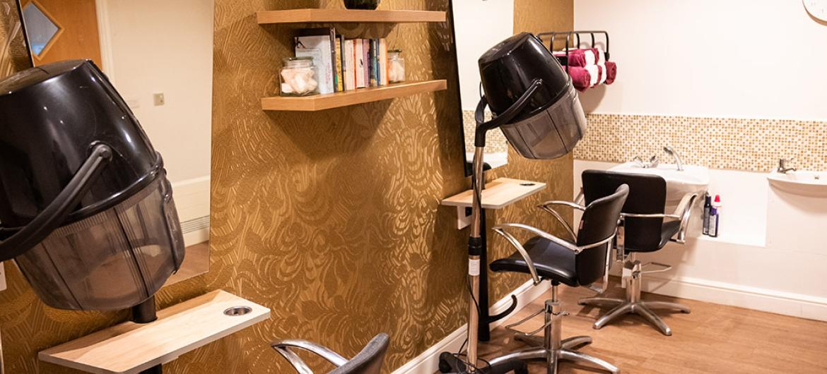 Interior view of a hair salon in the facility