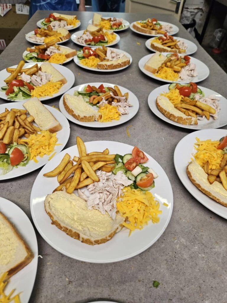 Plates of food prepared for residents