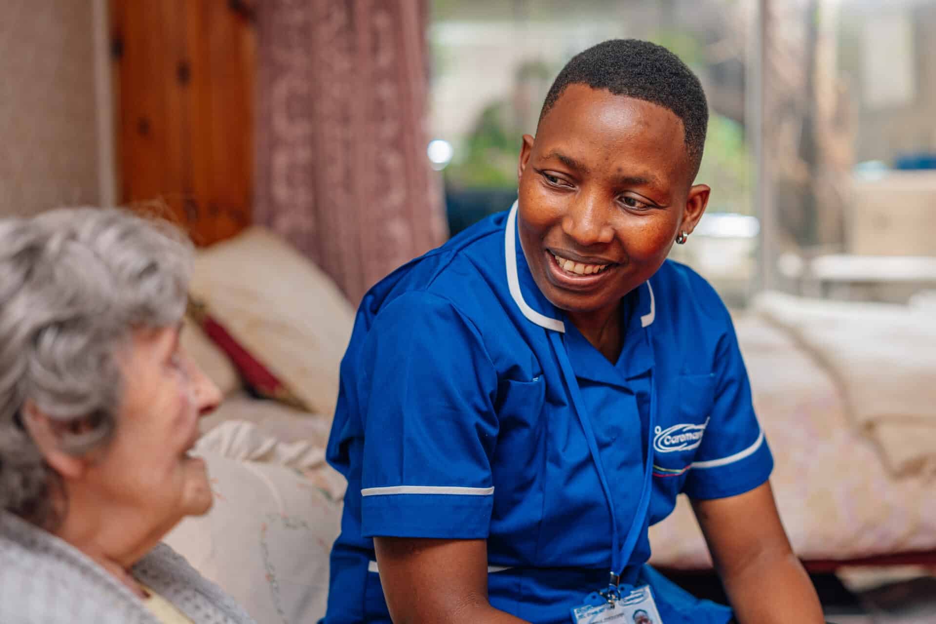 Staff member engaging with a resident.