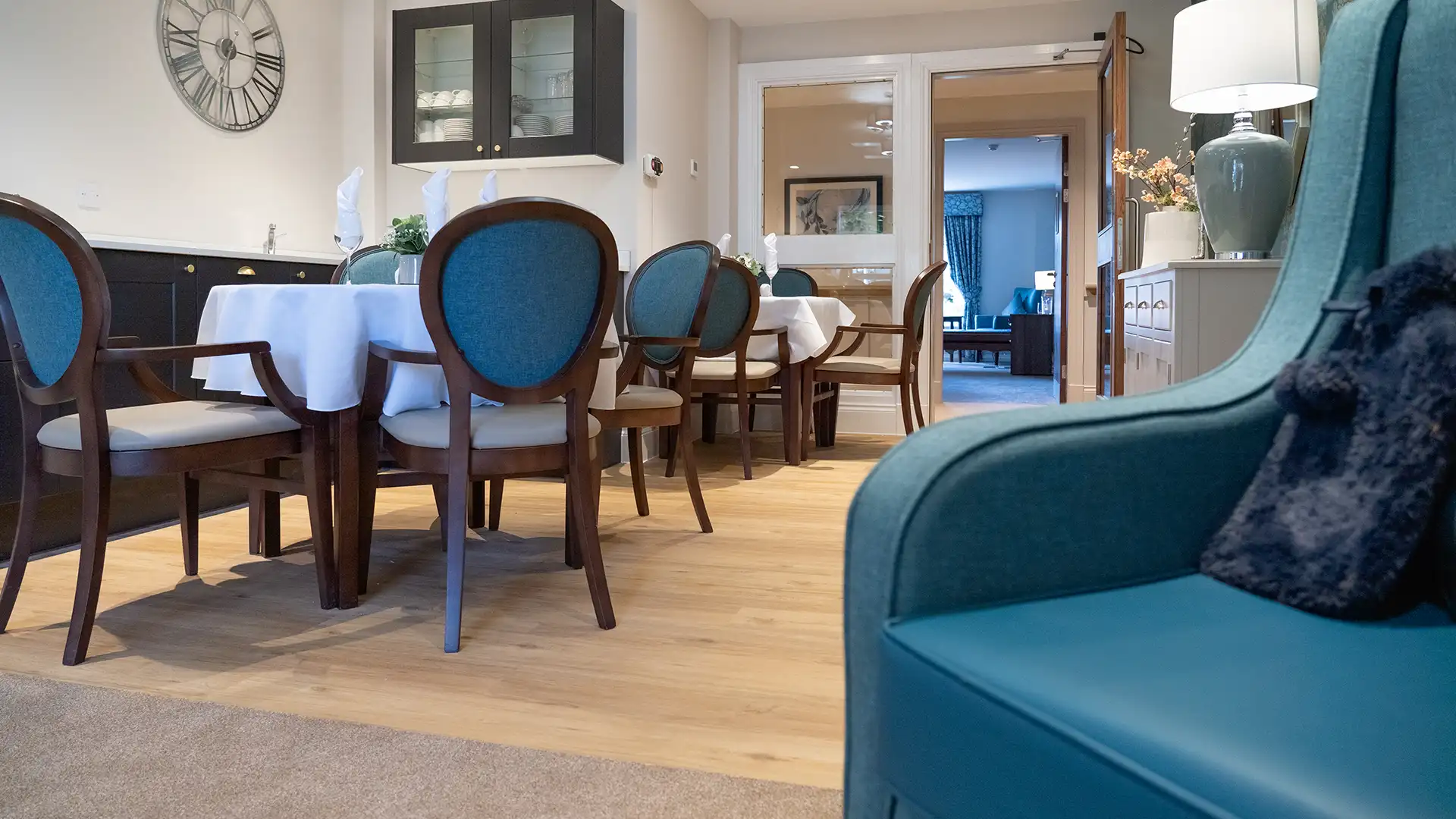 Dining area with elegant tables and chairs