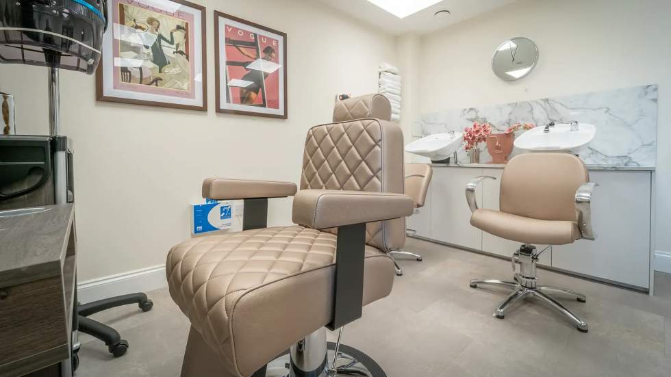 Modern salon chair in a facility's beauty salon