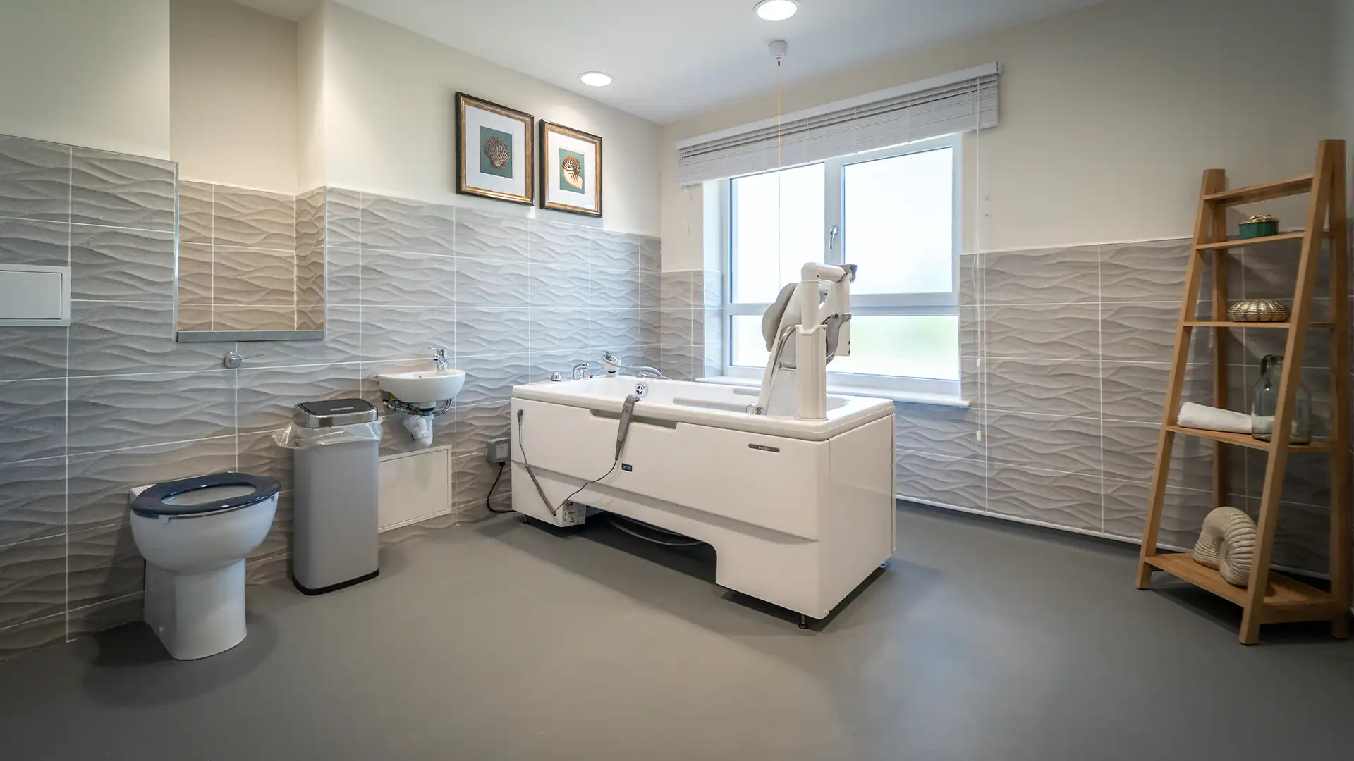 Accessible bathroom with medical equipment