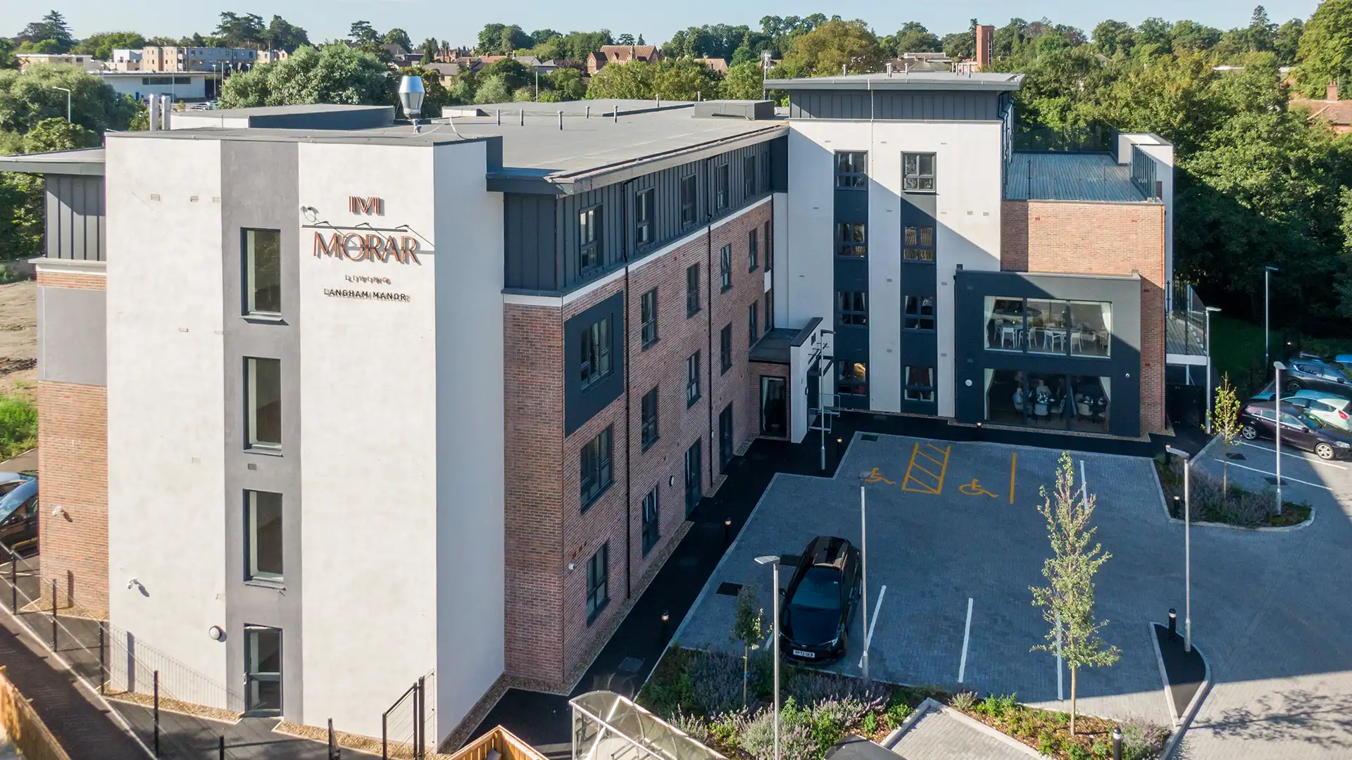 Exterior view of Escan Manor assisted living facility