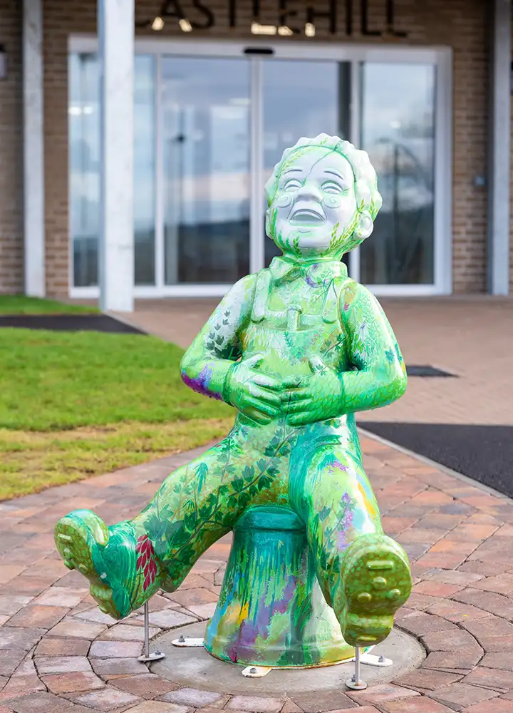 Colorful sculpture located outside the facility