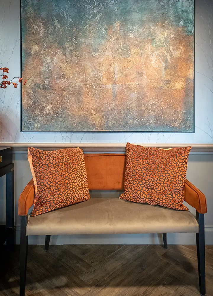 Cozy seating area with decorative pillows