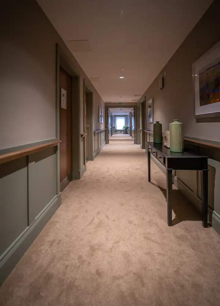 Interior hallway with light and artwork