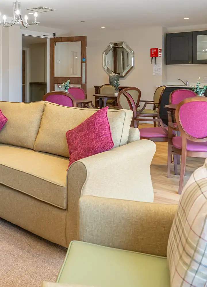 Cozy common area with seating and dining table
