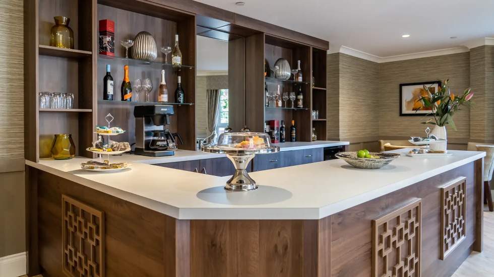 Well-designed interior bar area with refreshments
