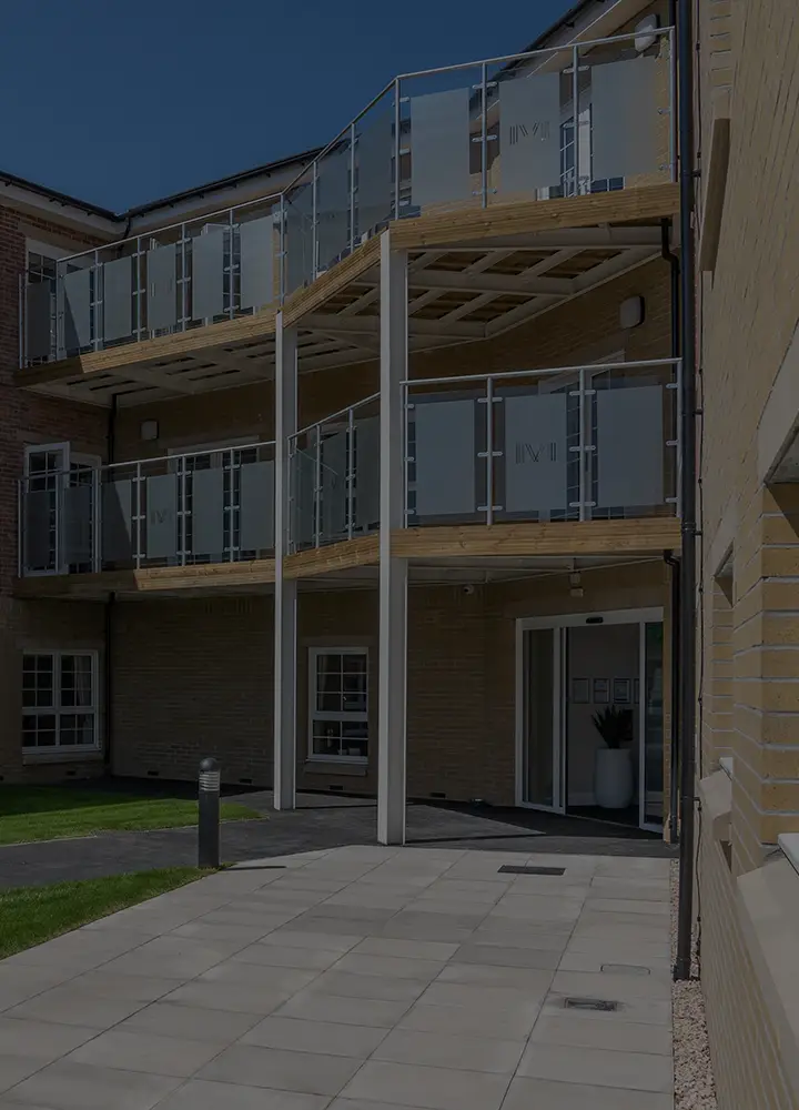 Exterior view of a multistory assisted living building