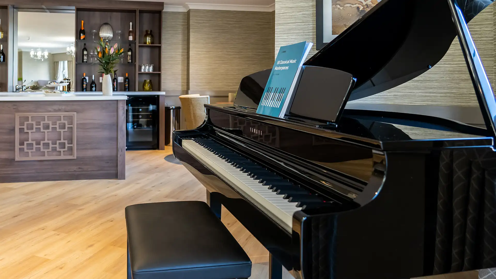 Piano in a lounge area of the facility