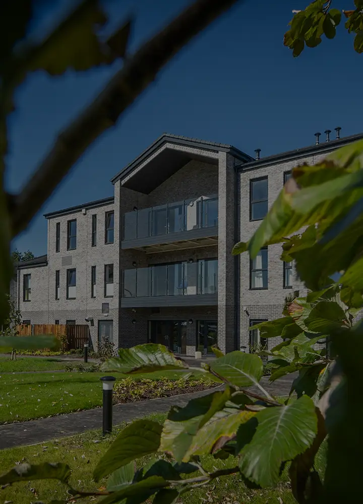 Exterior view of a modern assisted living facility.