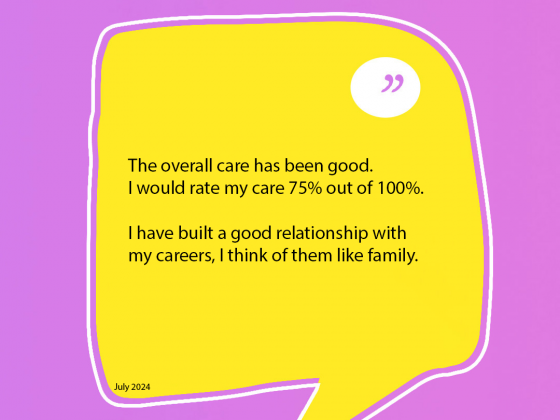 Testimonial about care quality and relationships