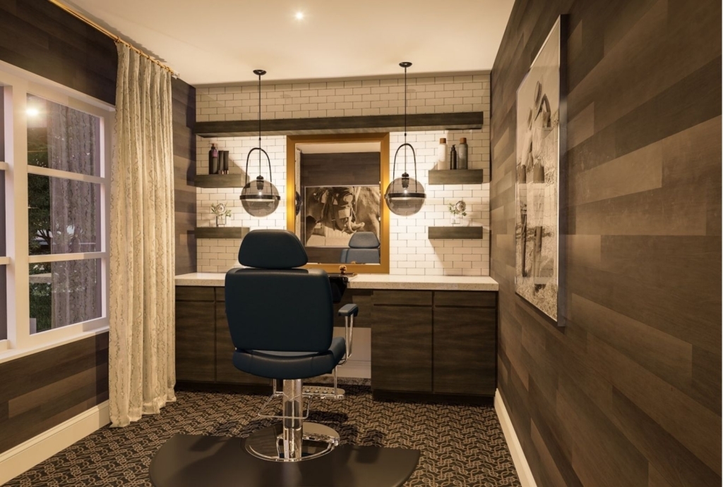 Interior of a hair salon within a senior living facility