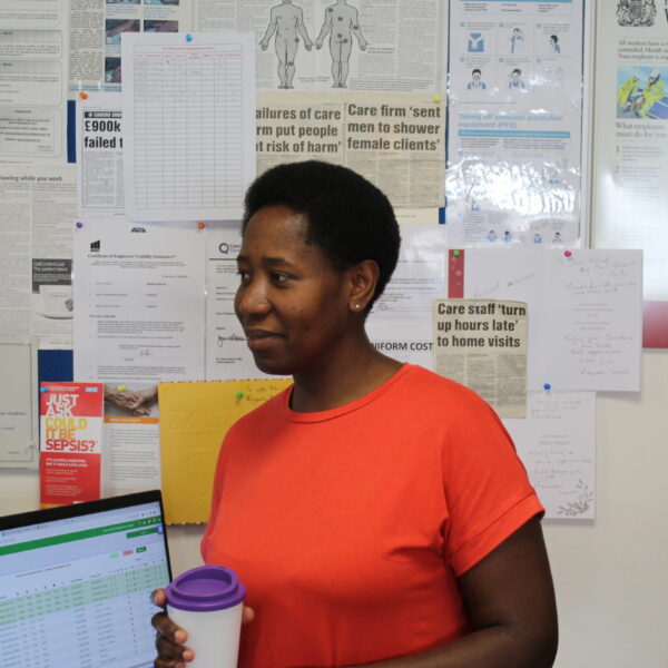 Staff member in a care facility office