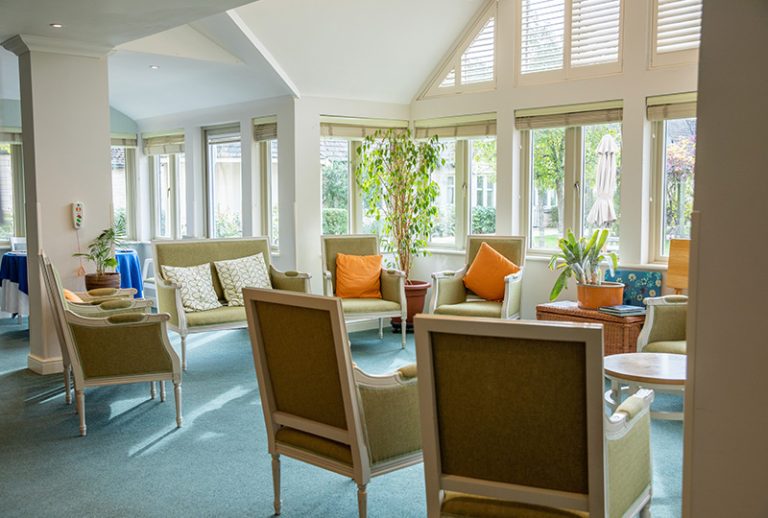 Bright common area with comfortable seating