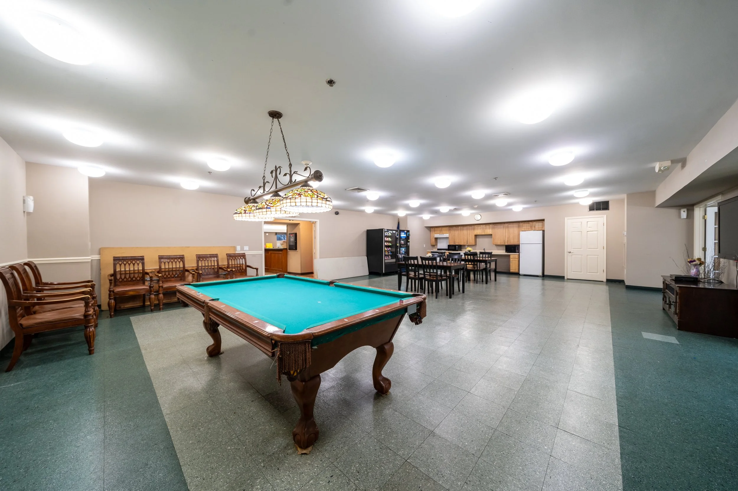 Interior common area with a pool table