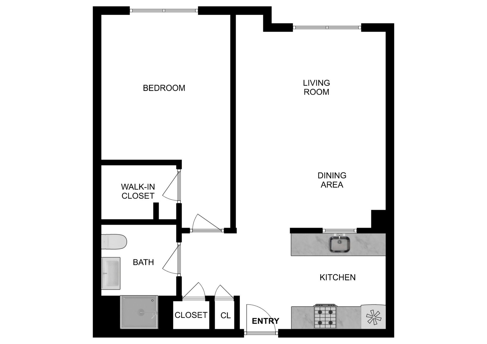 Architectural floor plan of a living space