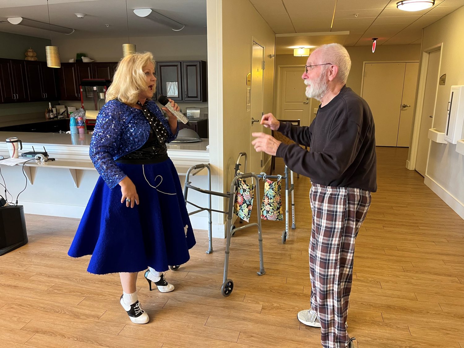 Residents engaging in a group activity in a common area