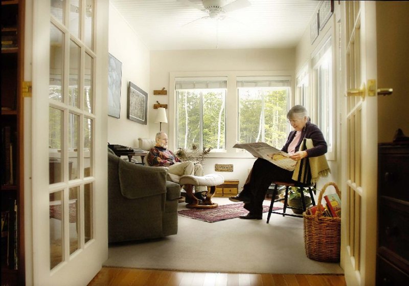 Residents socializing in a cozy living room