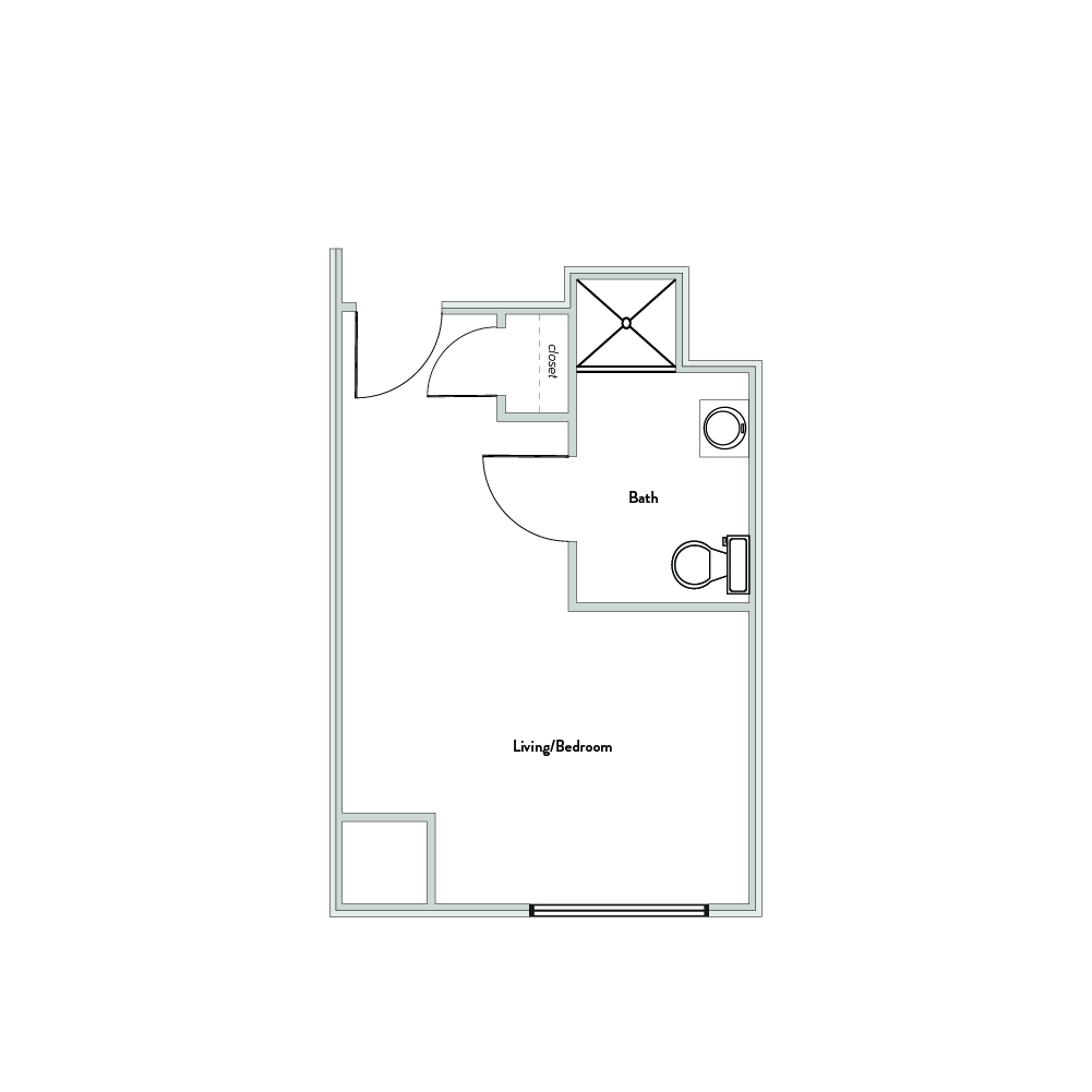 Architectural floor plan of a living bedroom layout