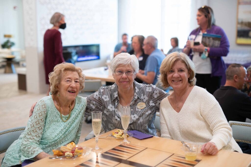 Residents enjoying a gathering in the common area