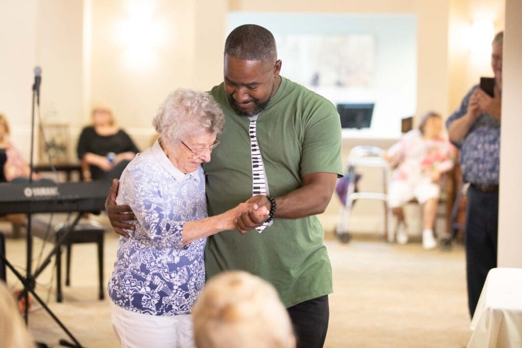 Residents enjoying a dance activity together