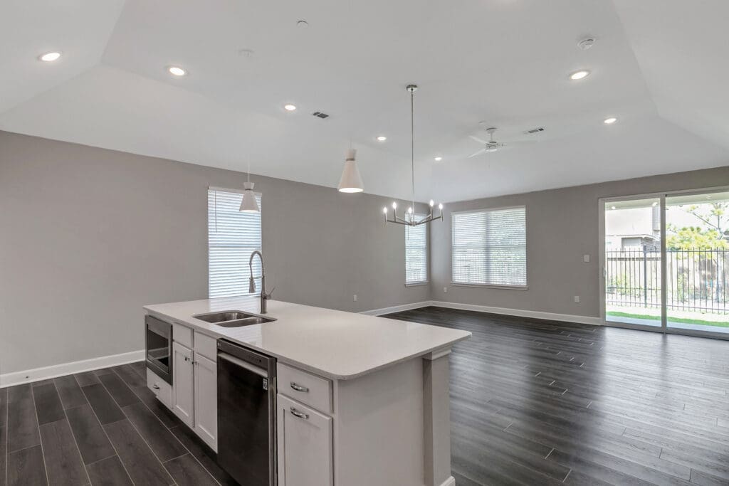 Bright common area with modern decor and open layout
