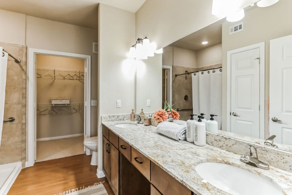 Bright bathroom interior with modern fixtures