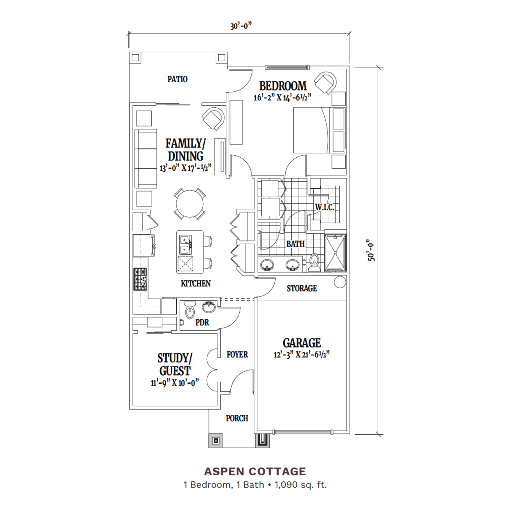 Architectural floor plan for Aspen Cottage