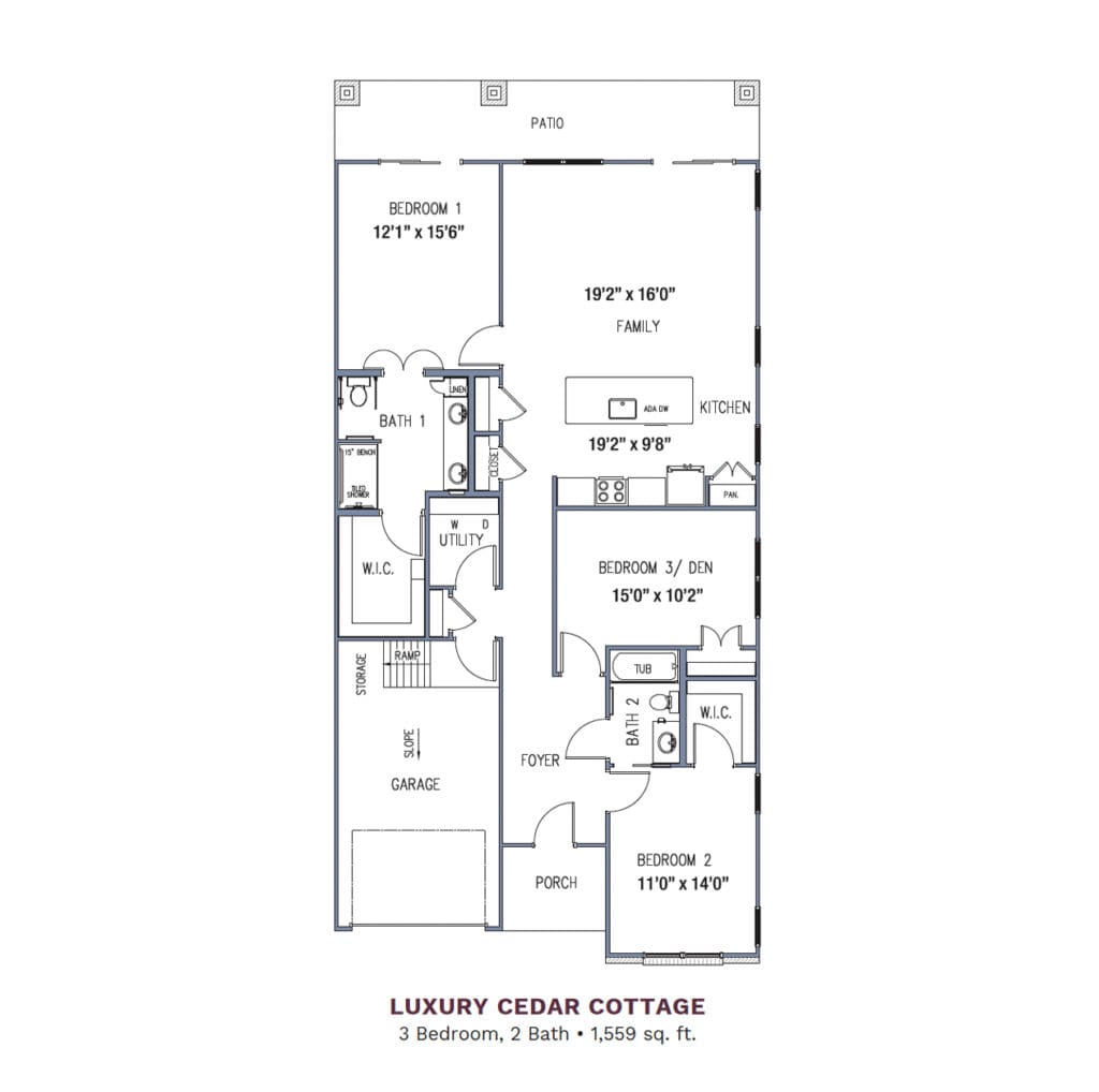 Architectural floor plan of a luxury cottage