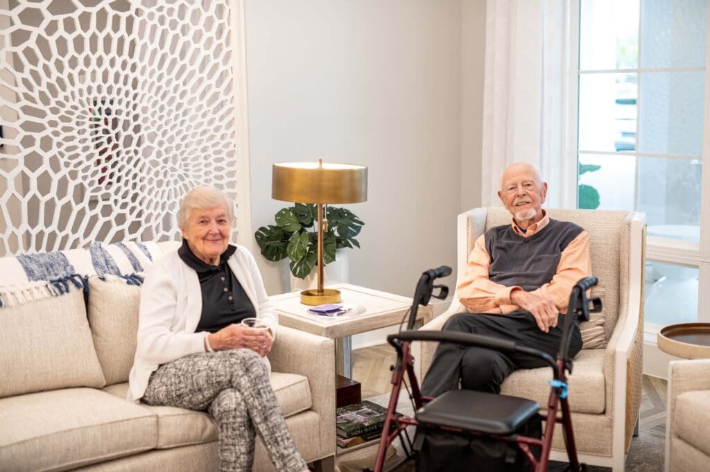 Two residents relaxing in a common area