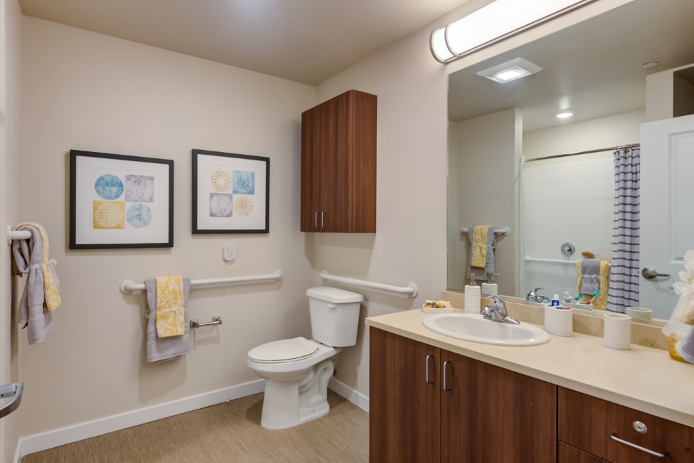 A clean bathroom with modern fixtures and decor