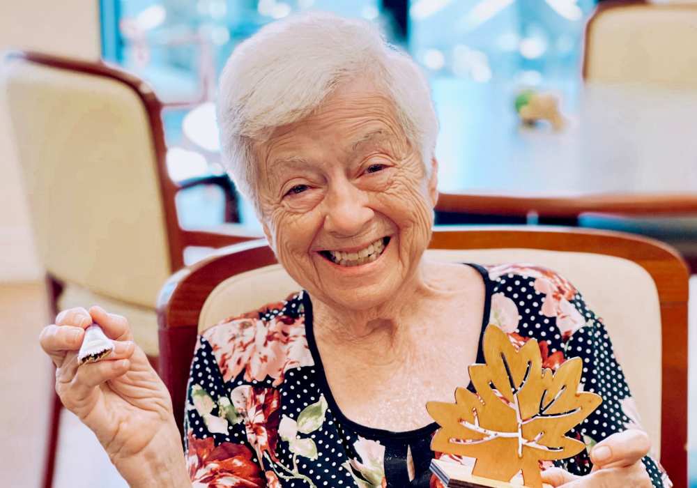 Resident enjoying an activity in a common area