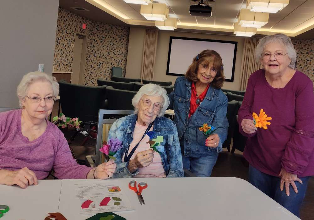 Residents enjoying a craft activity together