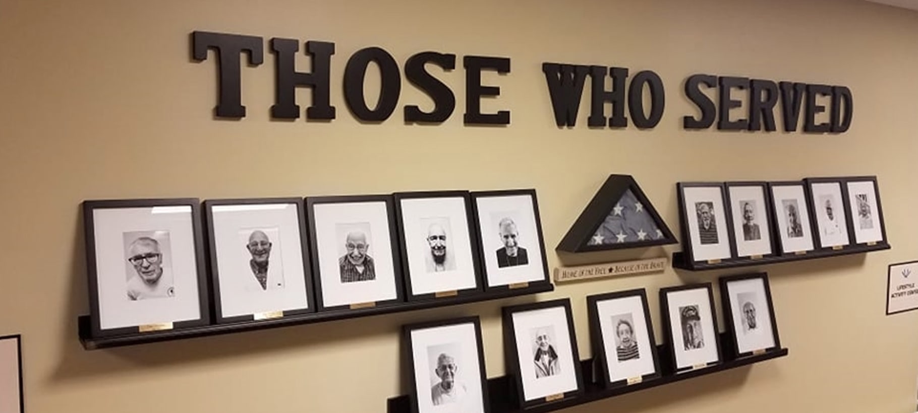 Wall honoring residents who served in the military