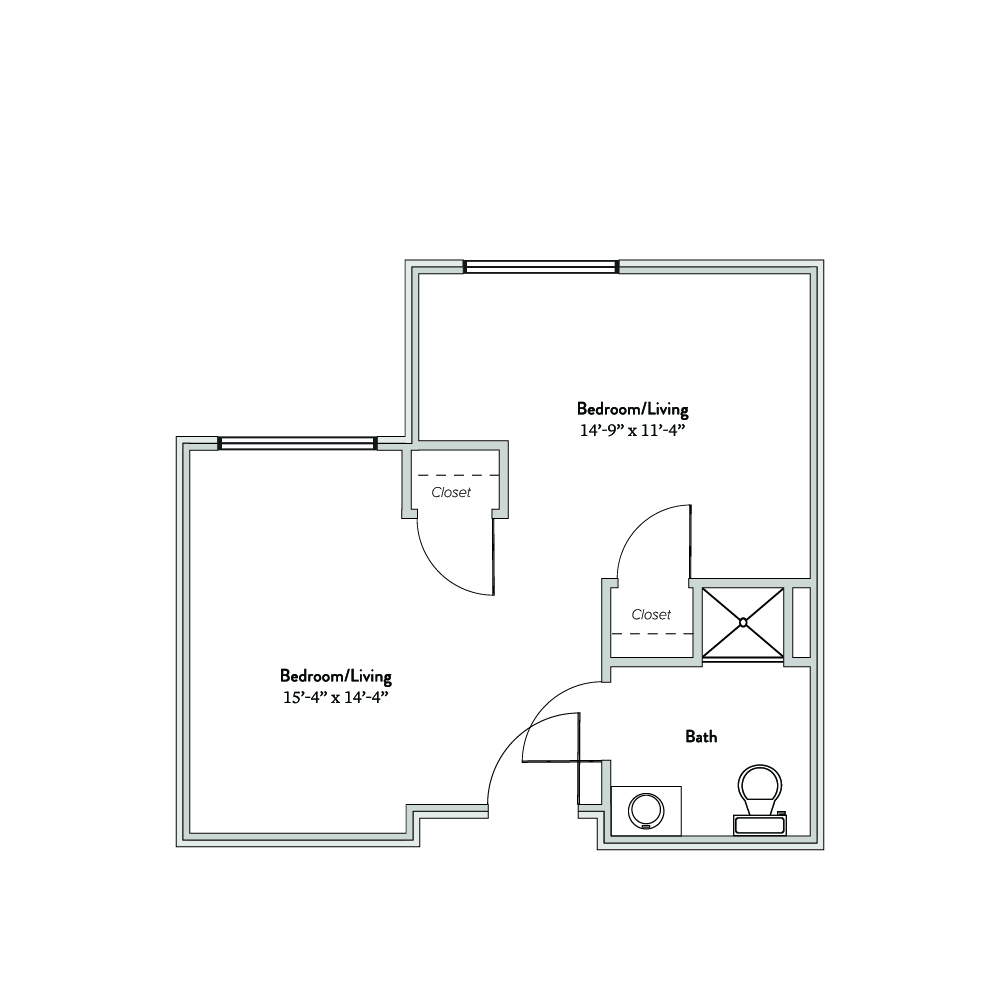 Architectural floor plan of a resident unit