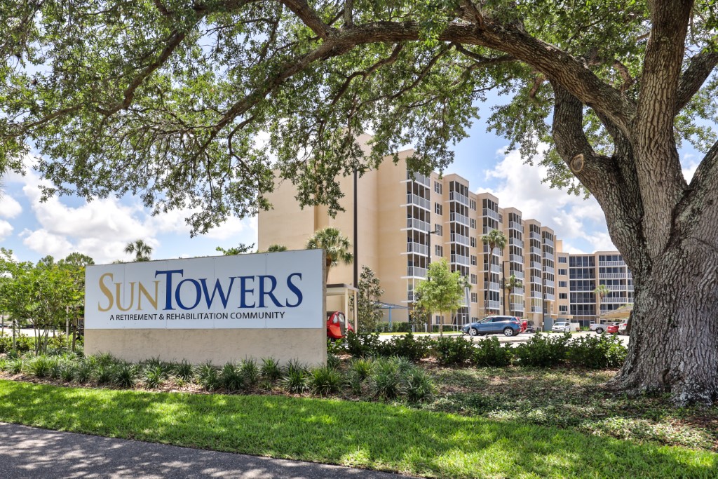 Exterior view of Sun Towers Retirement Community