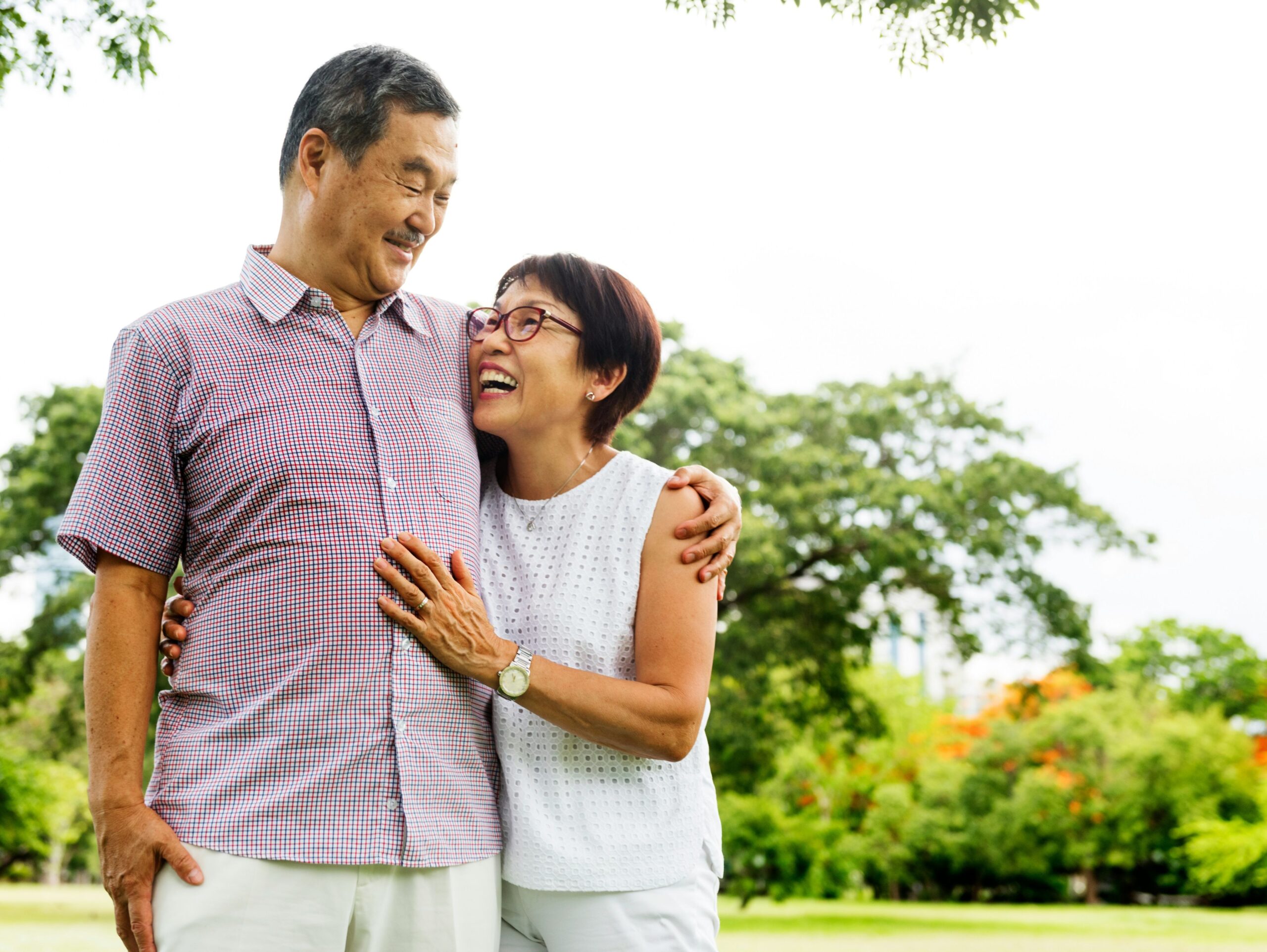 Couple enjoying a joyful moment in a park