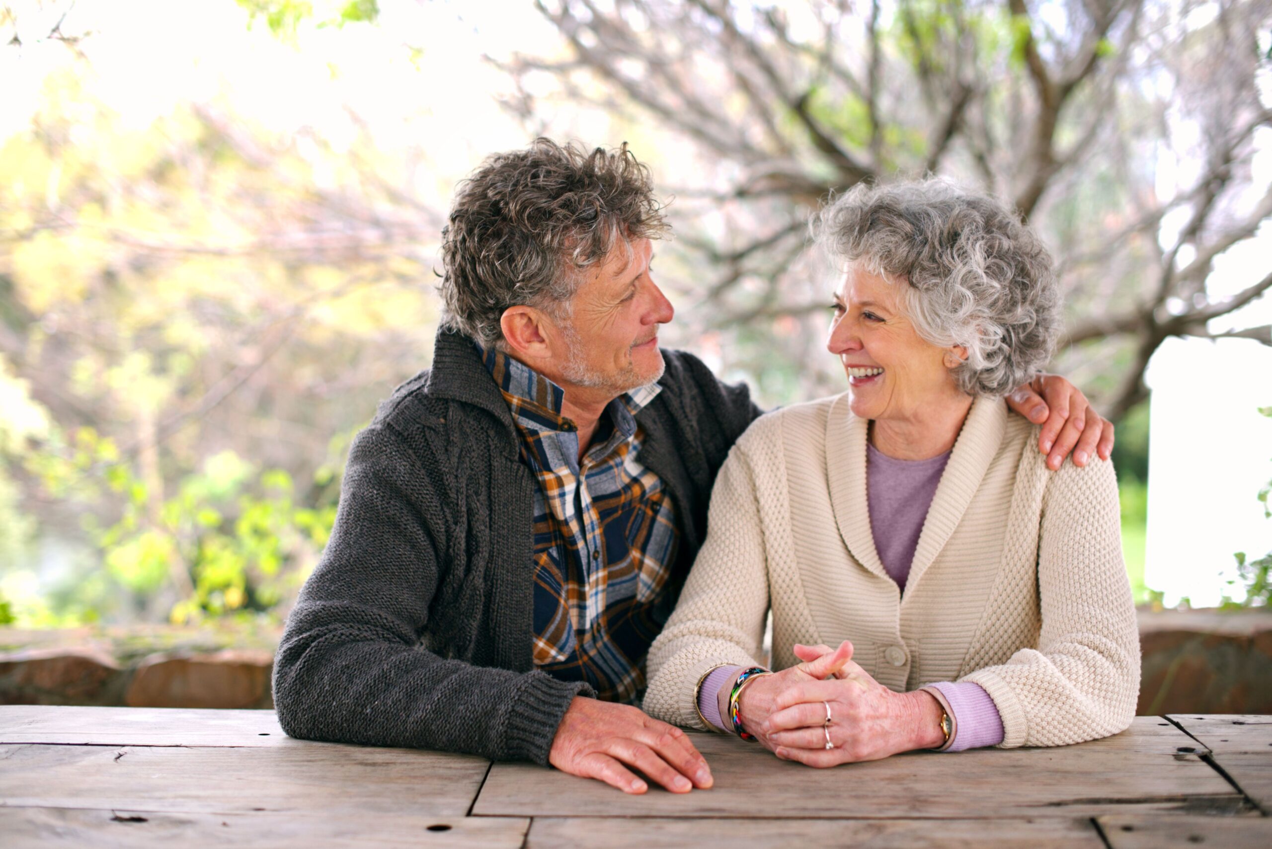Senior couple enjoying time together outdoors