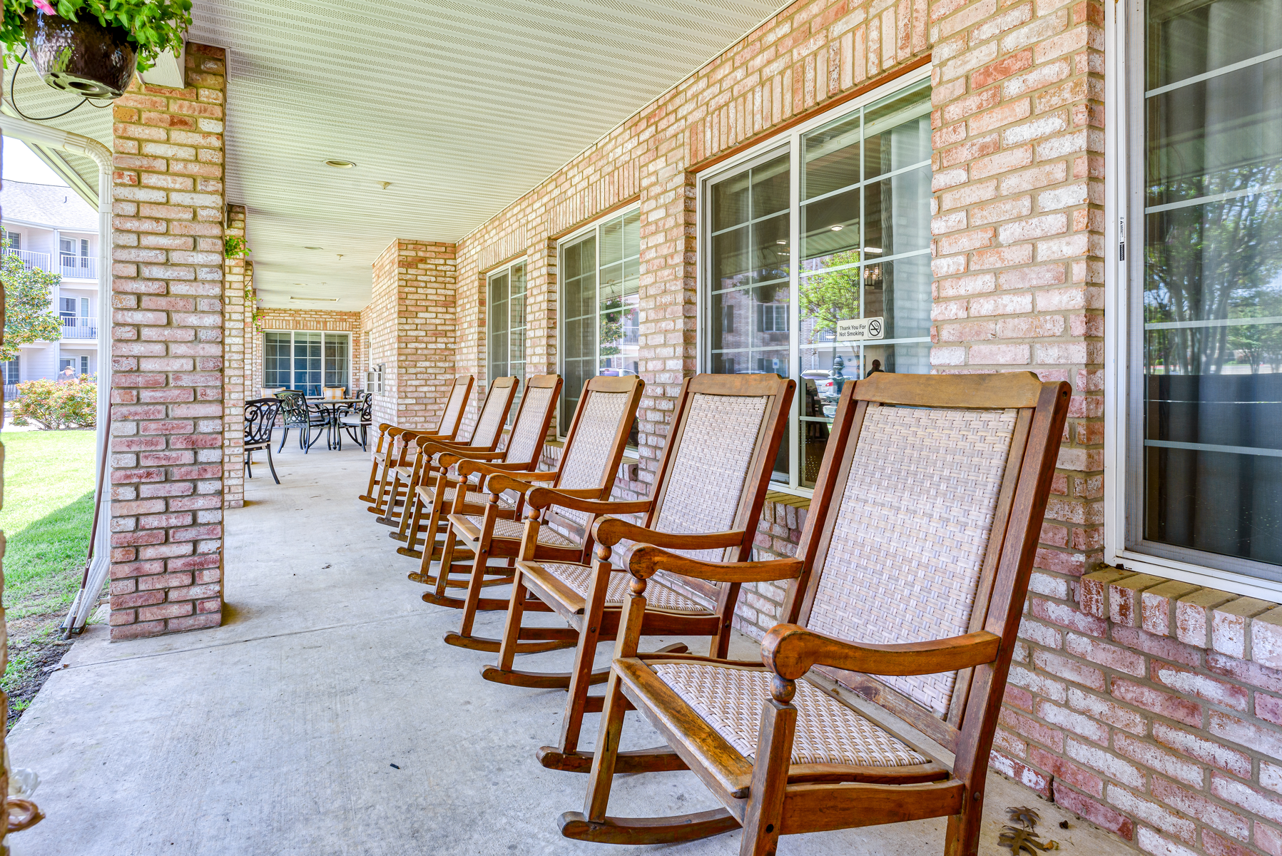 Outdoor space with rocking chairs on a porch