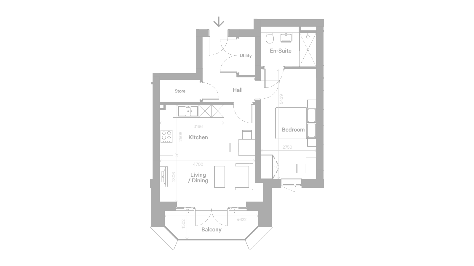 Architectural layout of a residential unit