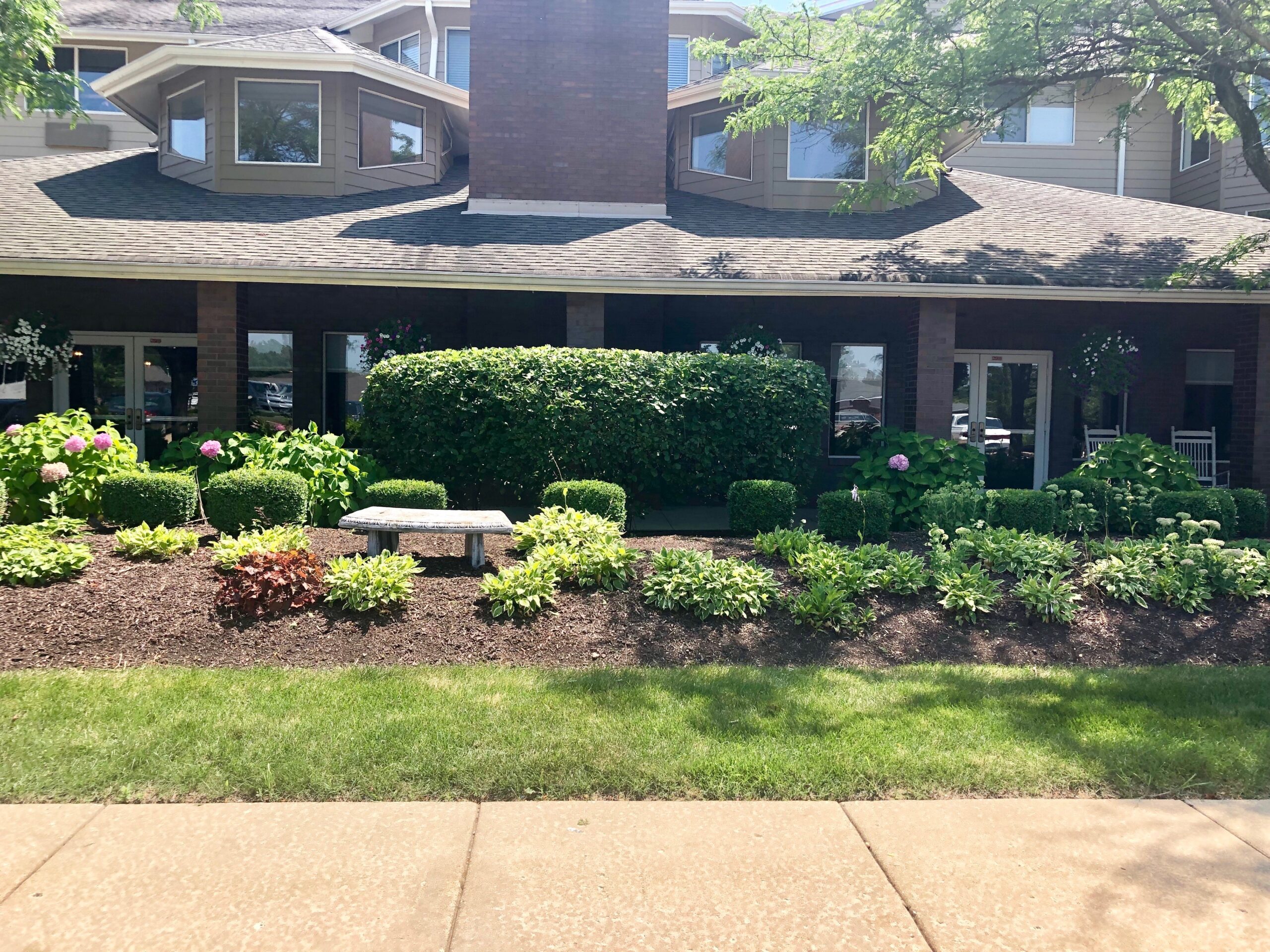 Beautifully landscaped outdoor space at the facility
