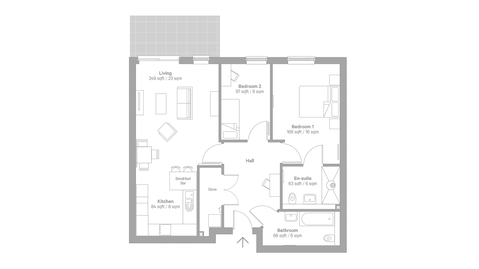 Architectural floor plan of living space