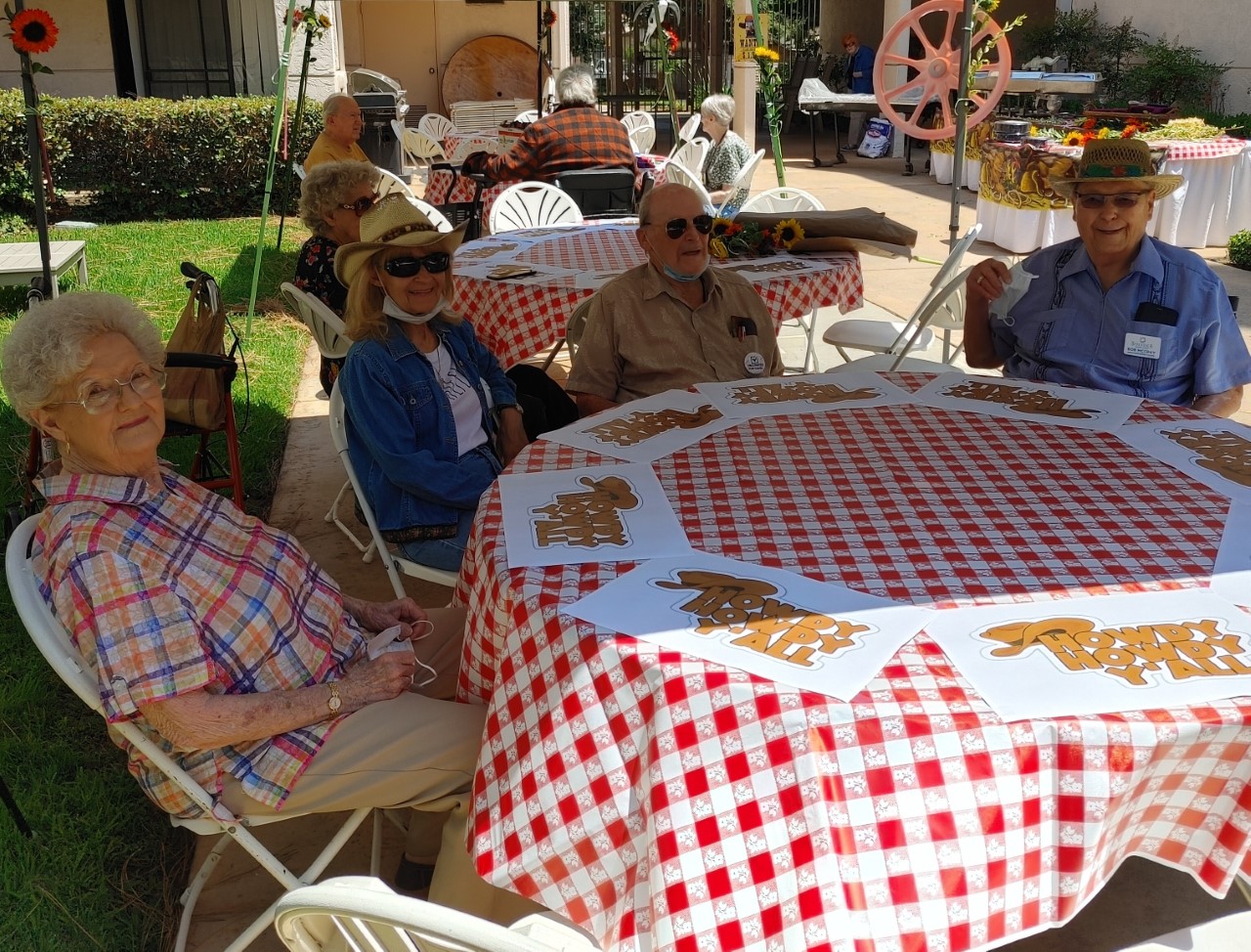 Residents enjoying a festive outdoor gathering